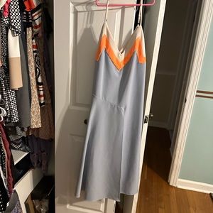 Spaghetti strap blue/orange/white dress